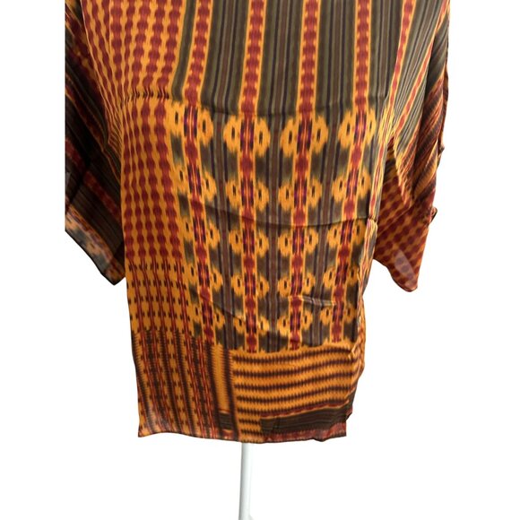 LAUREN RALPH LAUREN 100% Silk Patterned Top Size Medium - Picture 5 of 6